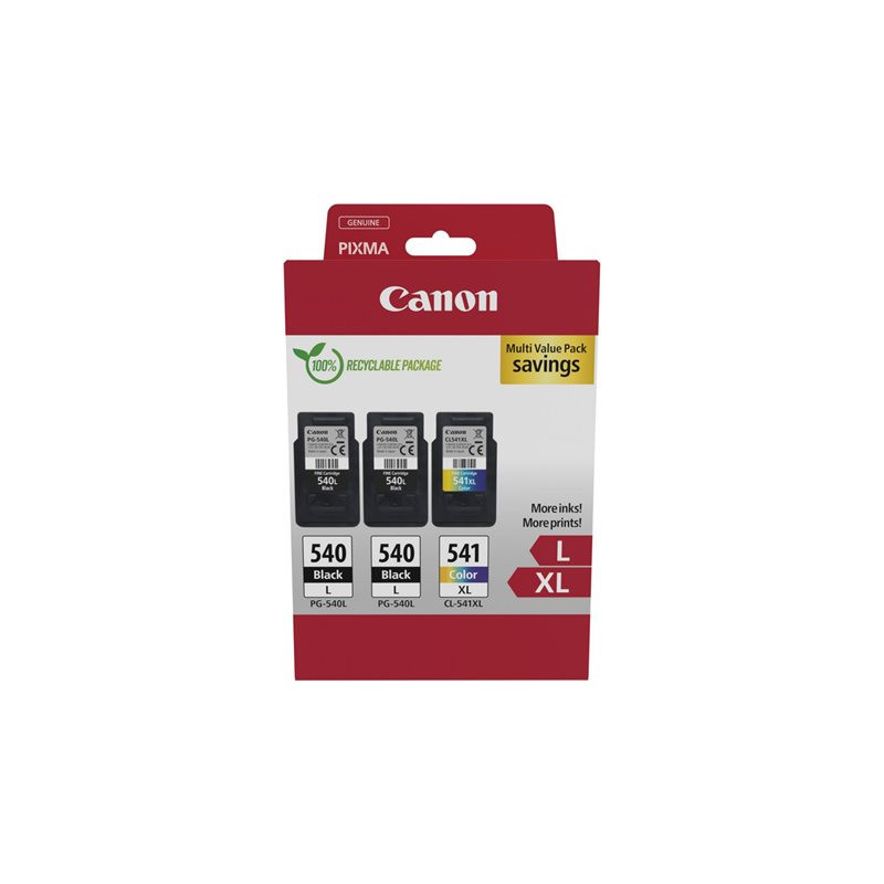 Canon 540L/541XL - Pack 3 Noir + Tricolore Origine