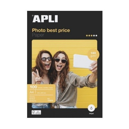 APLI Papier photo brillant A4 140g/m², 100 feuilles