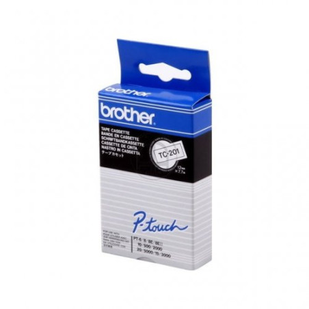 Brother TC201 Ruban étiquette authentique 12mm - noir