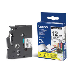 Brother TX-231 - Ruban Etiquette 12mm authentique Brother TX231 - Noir