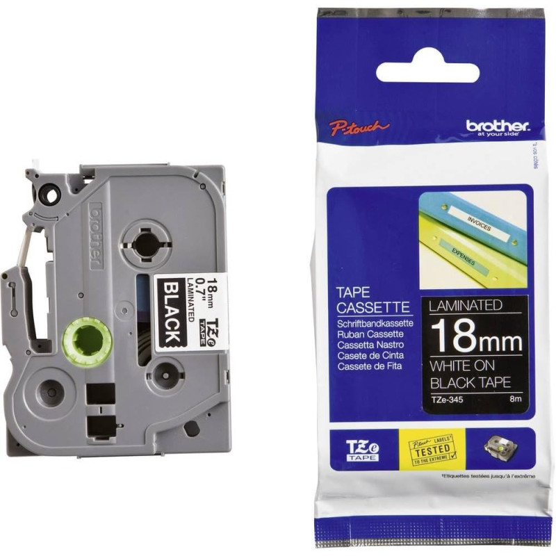 Brother TZE-345 - Ruban Etiquette 18mm authentique Brother TZE345 - Bl