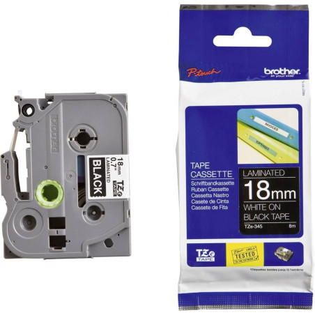Brother TZE-345 - Ruban Etiquette 18mm authentique Brother TZE345 - Bl