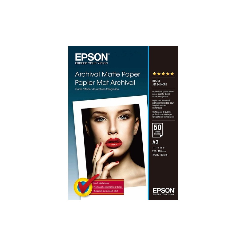 Epson - Papier A3 mat 189g/m2 authentique 50 feuilles - Epson S041344