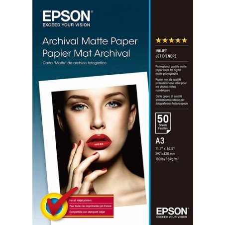 Epson - Papier A3 mat 189g/m2 authentique 50 feuilles - Epson S041344