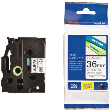 ETIQUETTE RUBAN CASSETTE COMPATIBLE BROTHER TZe 261 (36mm x 8m) - NOIR