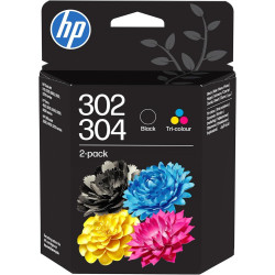 Pack de 2 cartouches d'encre HP 302/304 Noir et couleur | Origine
