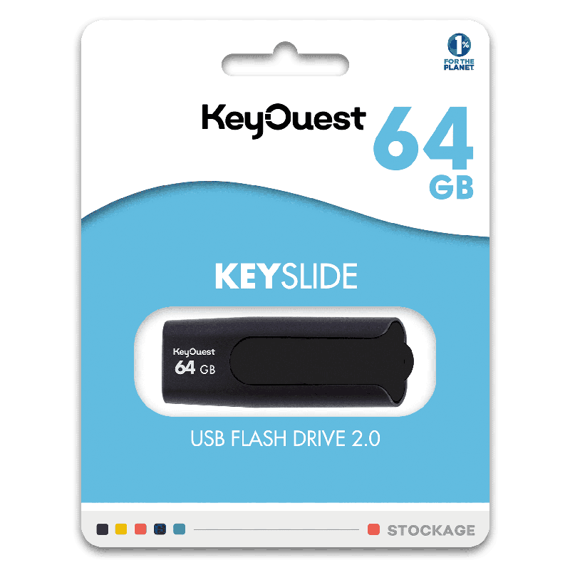 KEY OUEST Clé USB 32Go Keyslide Noir Blanc