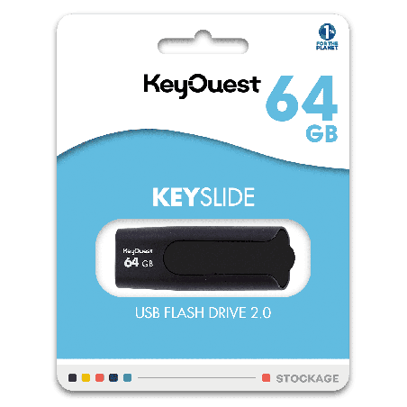 KEY OUEST Clé USB 32Go Keyslide Noir Blanc