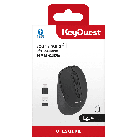 KEY OUEST Souris Sans Fil Hybride Noir