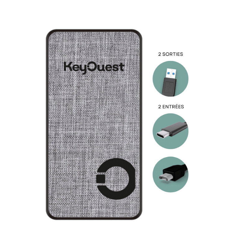 Power Bank eKOgreen recyclé 5 000 mAh - Gris