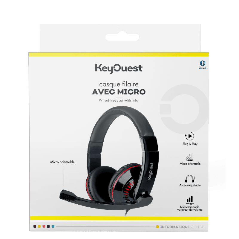 KEY OUEST Casque Filaire Avec Micro