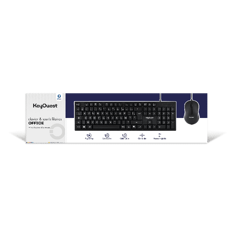 KEY OUEST Clavier filaire + souris filaire Office