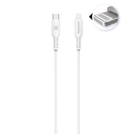 Câble eKOgreen recyclé USB-C/Lightning 3A / 60W - 1,20m - Blanc