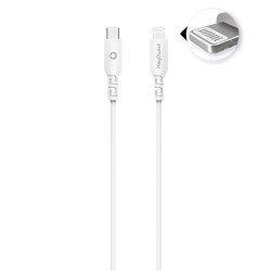 Câble eKOgreen recyclé USB-C/Lightning 2.4A - 3m - Blanc