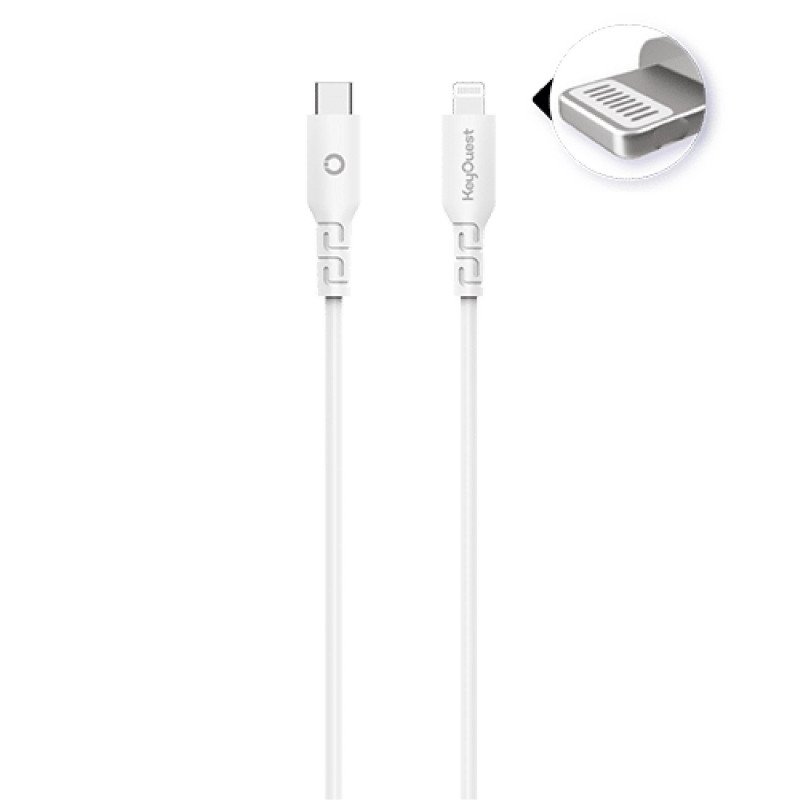 Câble eKOgreen recyclé USB-C/Lightning 2.4A - 3m - Blanc