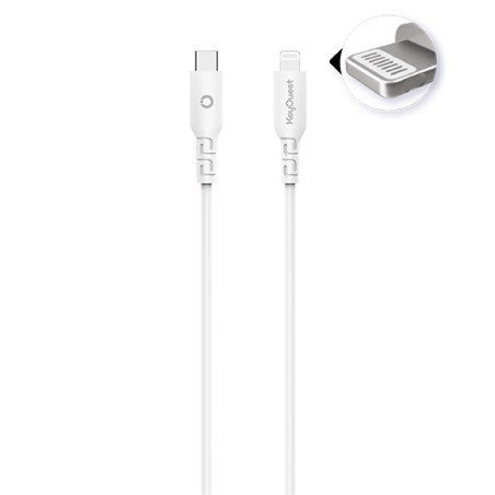 Câble eKOgreen recyclé USB-C/Lightning 2.4A - 3m - Blanc