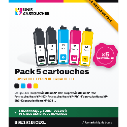 Pack de 5 cartouches d'encre compatibles Epson 18XL Pâquerette (C13T18164012) Noir, Cyan, Magenta, Jaune | 1er Prix