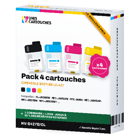 Pack 4 cartouches compatibles Brother LC427 (BK/C/M/Y) | 1er Prix