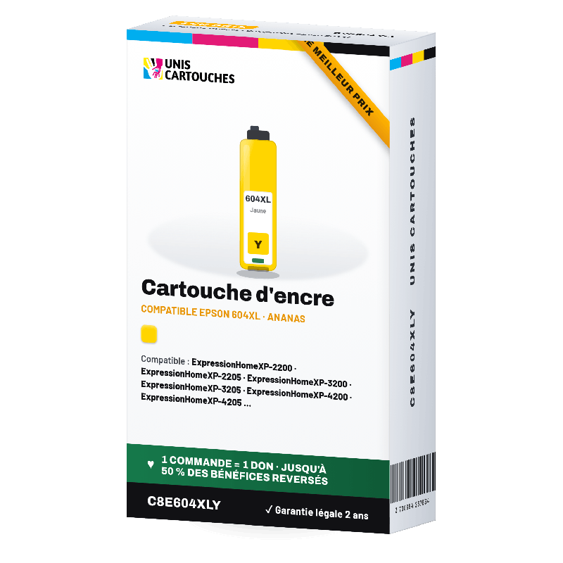 Cartouche compatible Epson 604XL Jaune (C13T10H44010) | 1er Prix