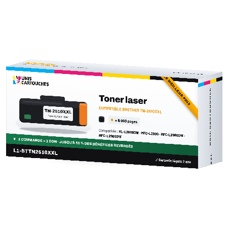 Cartouche TN-2510XXL compatible noir 1er prix Brother, 5000 pages