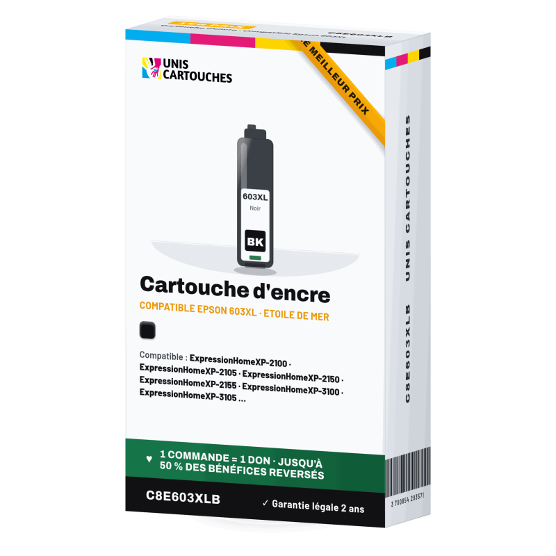 Cartouche compatible Epson 603XL noir Étoile de mer (C13T03A14010)
