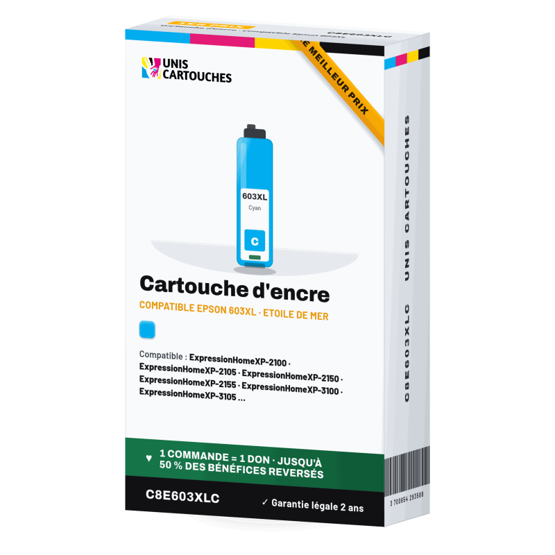 Cartouche compatible Epson 603XL cyan Étoile de mer (C13T03A24010)