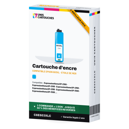 Cartouche compatible Epson 603XL cyan Étoile de mer (C13T03A24010)