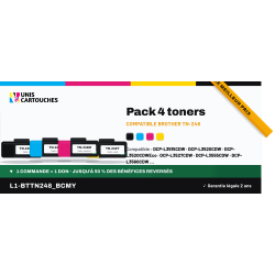 Cartouches laser TN248 compatibles Brother TN248 noir cyan magenta