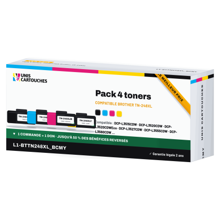 Toner Brother TN248XL compatible pack 4 couleurs 1er prix