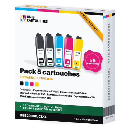 Pack 5 cartouches compatibles Epson 29XL Fraise | 1er Prix
