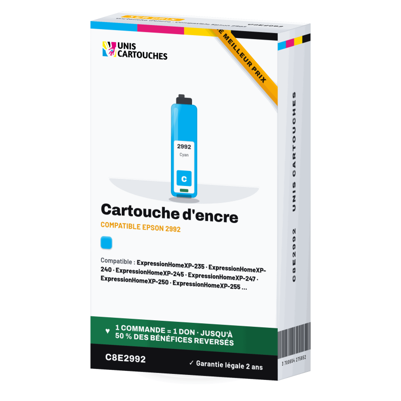 Cartouche compatible Epson 29XL Cyan T2992 700 pages | 1er Prix