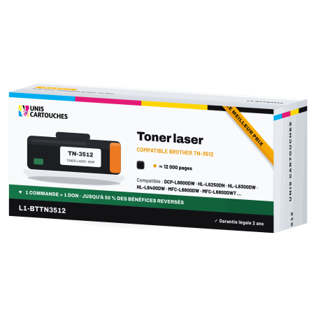 Toner compatible Brother TN-3512 Noir 12000 pages | 1er Prix