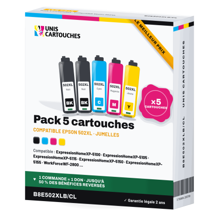 Pack 5 cartouches compatibles Epson 502XL Jumelles | 1er Prix