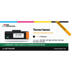 Toner Brother TN-1050 Noir compatible 1er prix - TN-1050