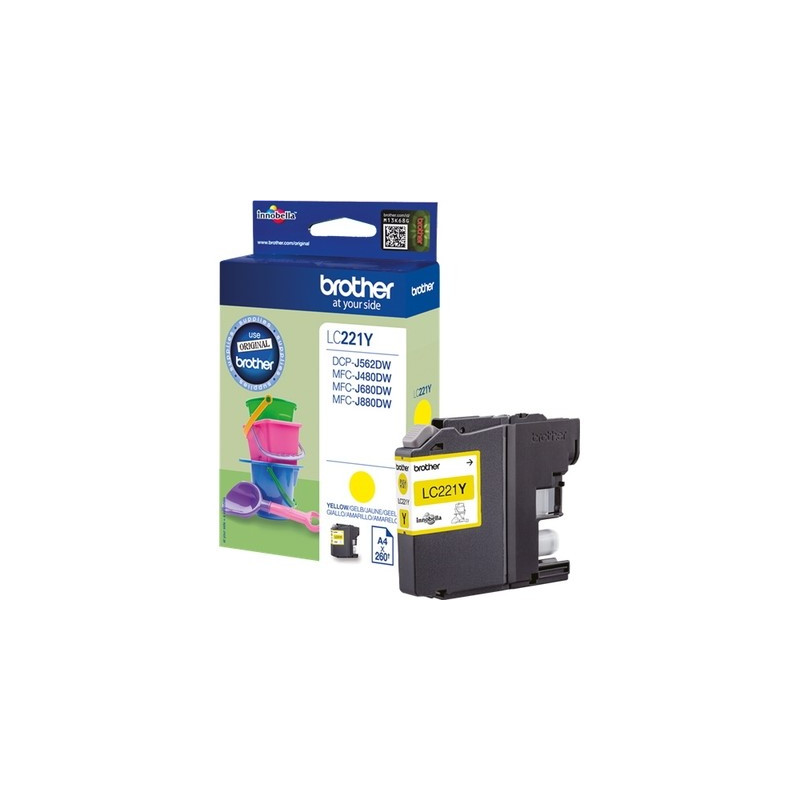 Cartouche jaune Origine Brother 221Y pour DCP-J 4120 DW, DCP-J 562