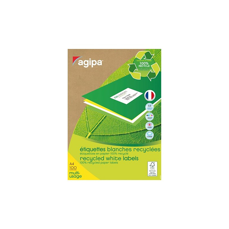AGIPA 101185 Boîte de 6500 étiquettes Recyclées Multi-usages AGIPA 38