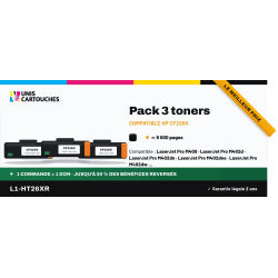 Pack 3 toners compatibles HP CF226X / 26X Noir 9000 p. | 1er Prix