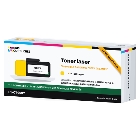 Toner compatible Canon 069 Jaune 5091C002 1900 pages | 1er Prix