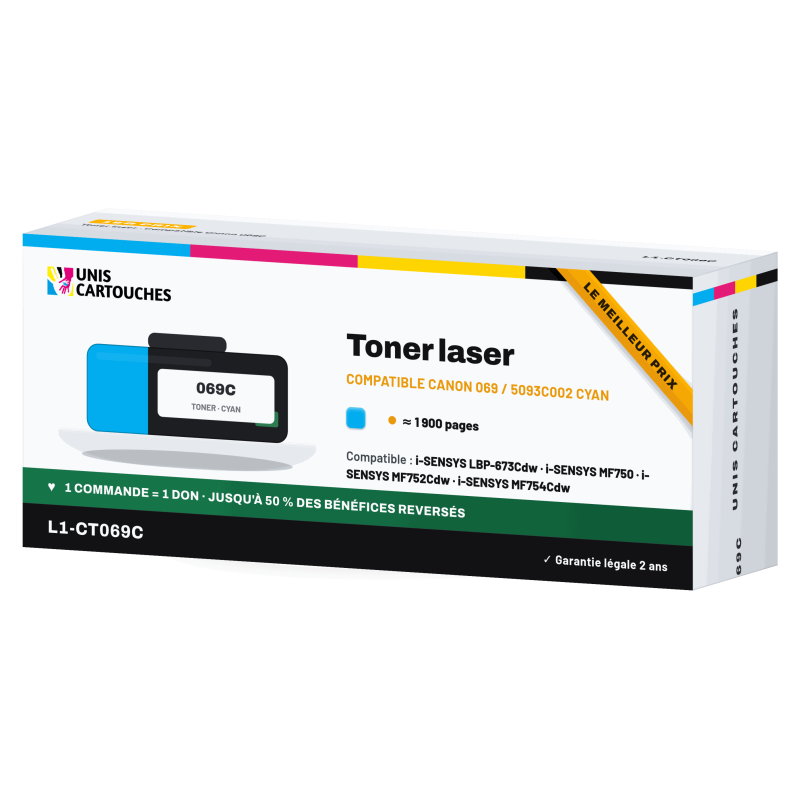 Toner compatible Canon 069 Cyan 5093C002 1900 pages | 1er Prix