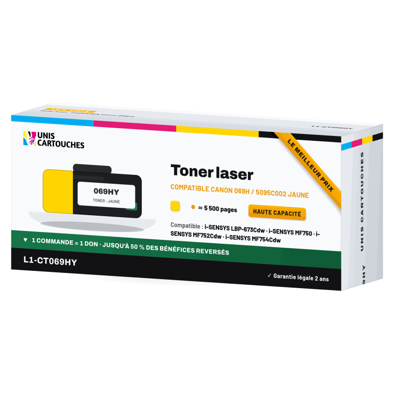 Toner compatible Canon 069H Jaune 5095C002 5500 pages | 1er Prix