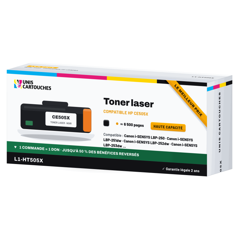 Toner compatible HP 05X CE505X Noir 6500 pages | 1er Prix