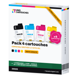 Pack de 4 cartouches d'encre compatibles Brother LC527XL Noir + Couleurs | Solidaire
