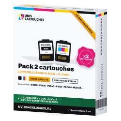 Pack de 2 cartouches d'encre remanufacturées Canon PG-545XL + CL-546XL Noir et Couleur (V1, sans niveau d'encre) | 1er Prix