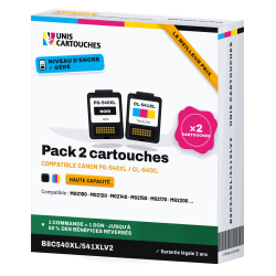 Pack Canon PG-540XL + CL-541XL remanufacturé V2, noir et couleur