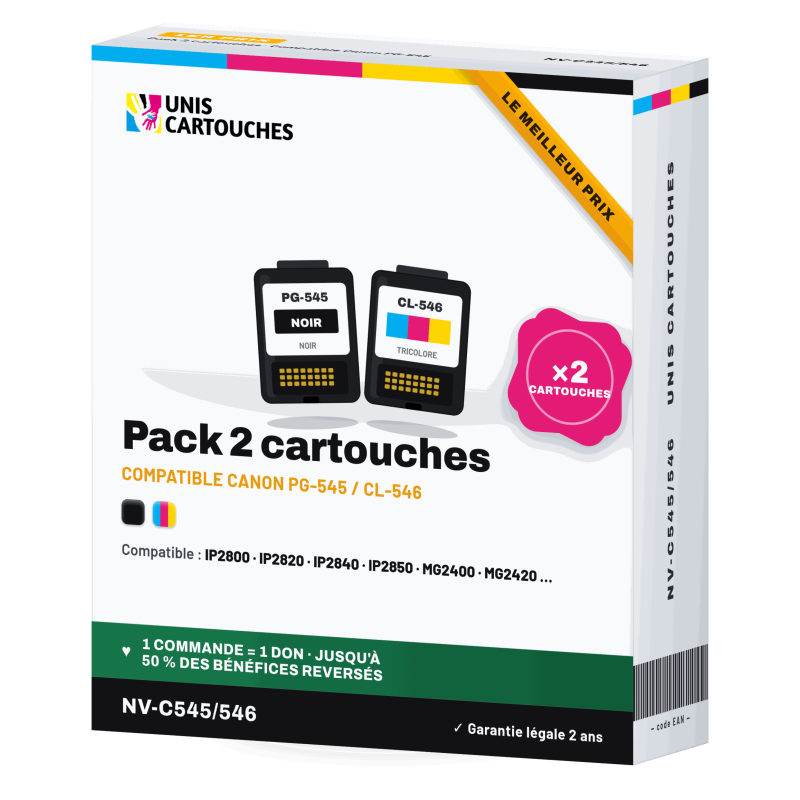 Cartouche compatible PG545 x 2 pour imprimantes Canon 1er prix