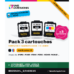 Pack 3 cartouches Canon 2 x PG-545XL + CL-546XL remanufacturées V2