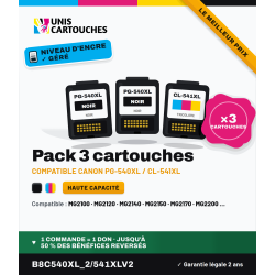 Cartouche Compatible CANON 540XL/541XL Noir + Tricolore Pack x 3