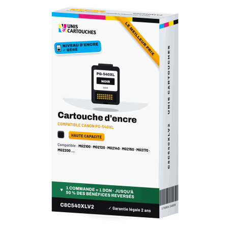 Cartouche D'encre Compatible CANON PG540XL Noir · V2 avec gestion du