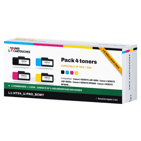 Pack 4 toners compatibles HP 125A, 128A et Canon 716 | 1er Prix