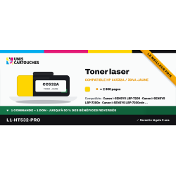 Toner compatible HP CC532A 304A jaune et Canon 718Y, 2800 pages